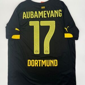 Borussia Dortmund 2014/2015 Away Authentic Puma Aubameyang #17 Jersey M Black